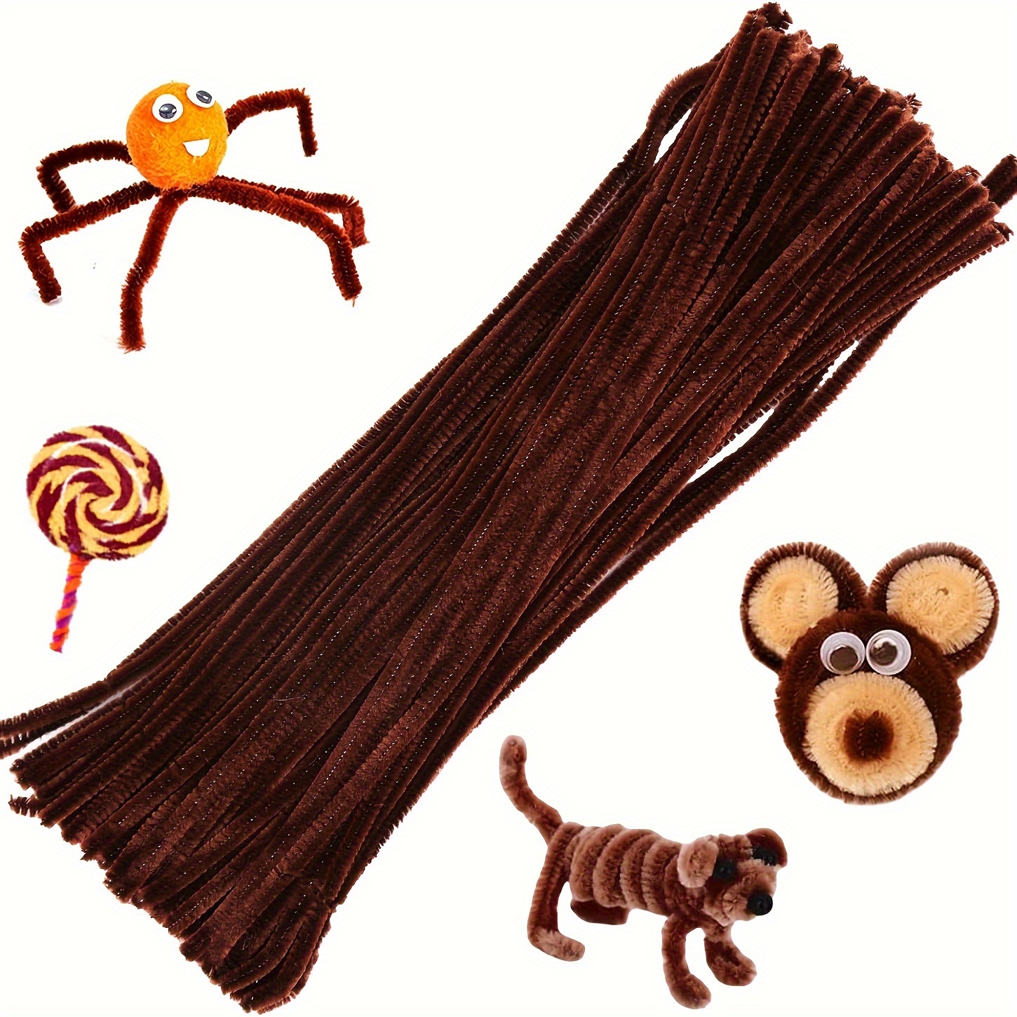 Art Y Craft - 100 Pcs Coffee Pipe Cleaners,Pipe Cleaners