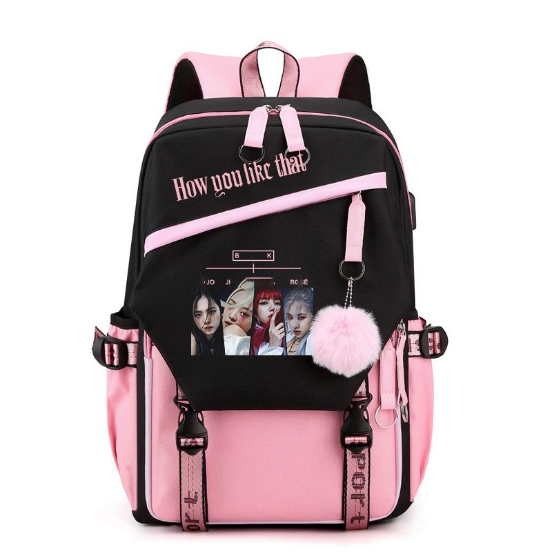 Art Craft Bag - Black Pink Pattern Large Capacity Backpack