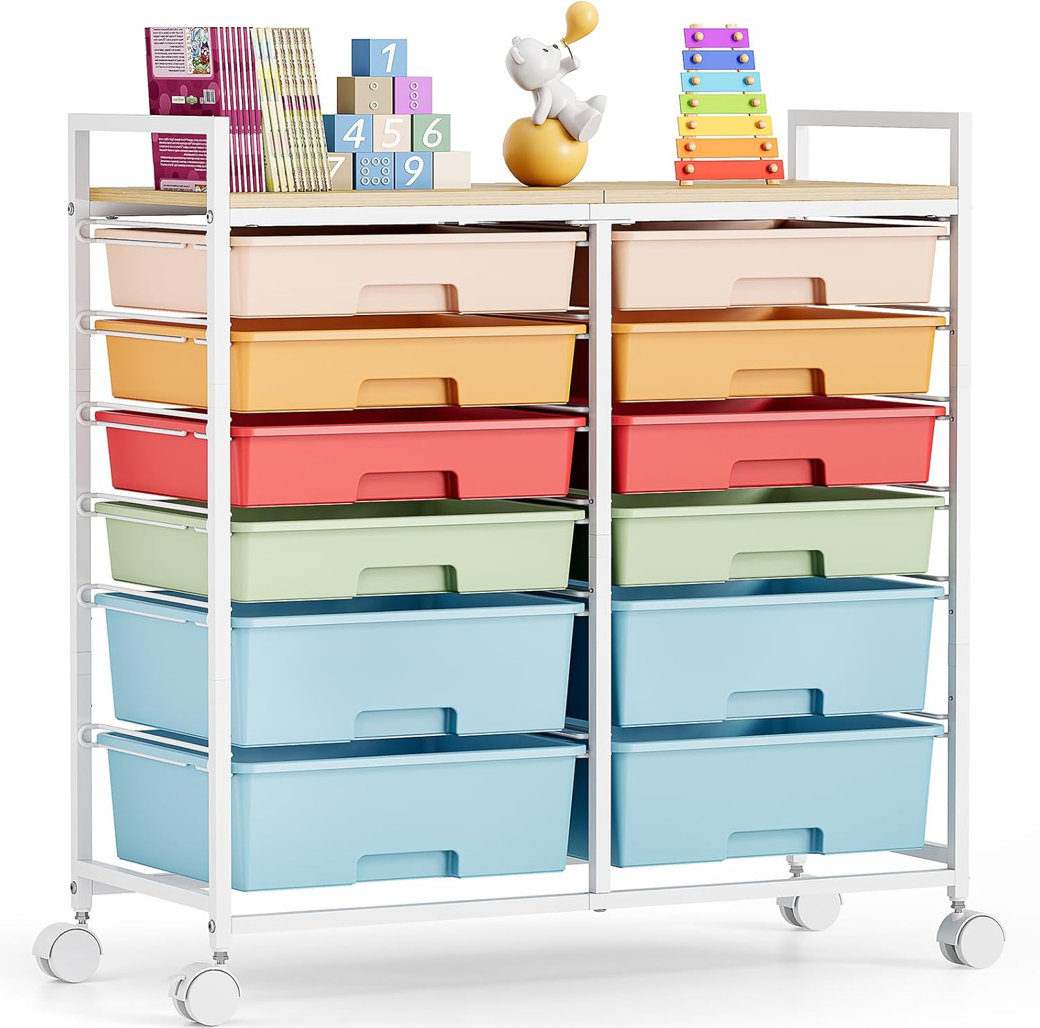 Art Craft Rainbow - Rolling Storage Cart with 12 Drawers,