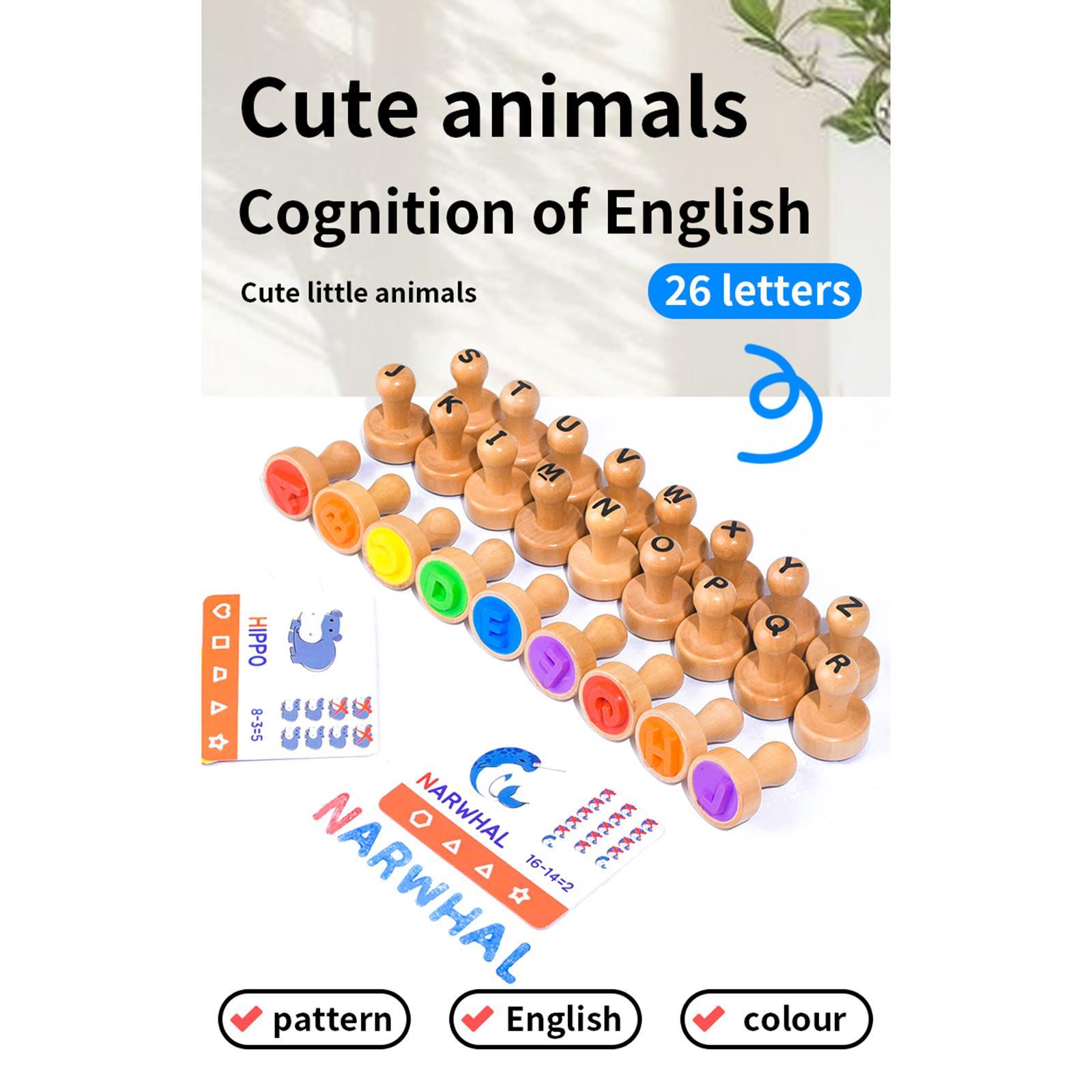 Art Craft For 3 Year Old - Wooden Alphabet Number Stamp Educational Toy