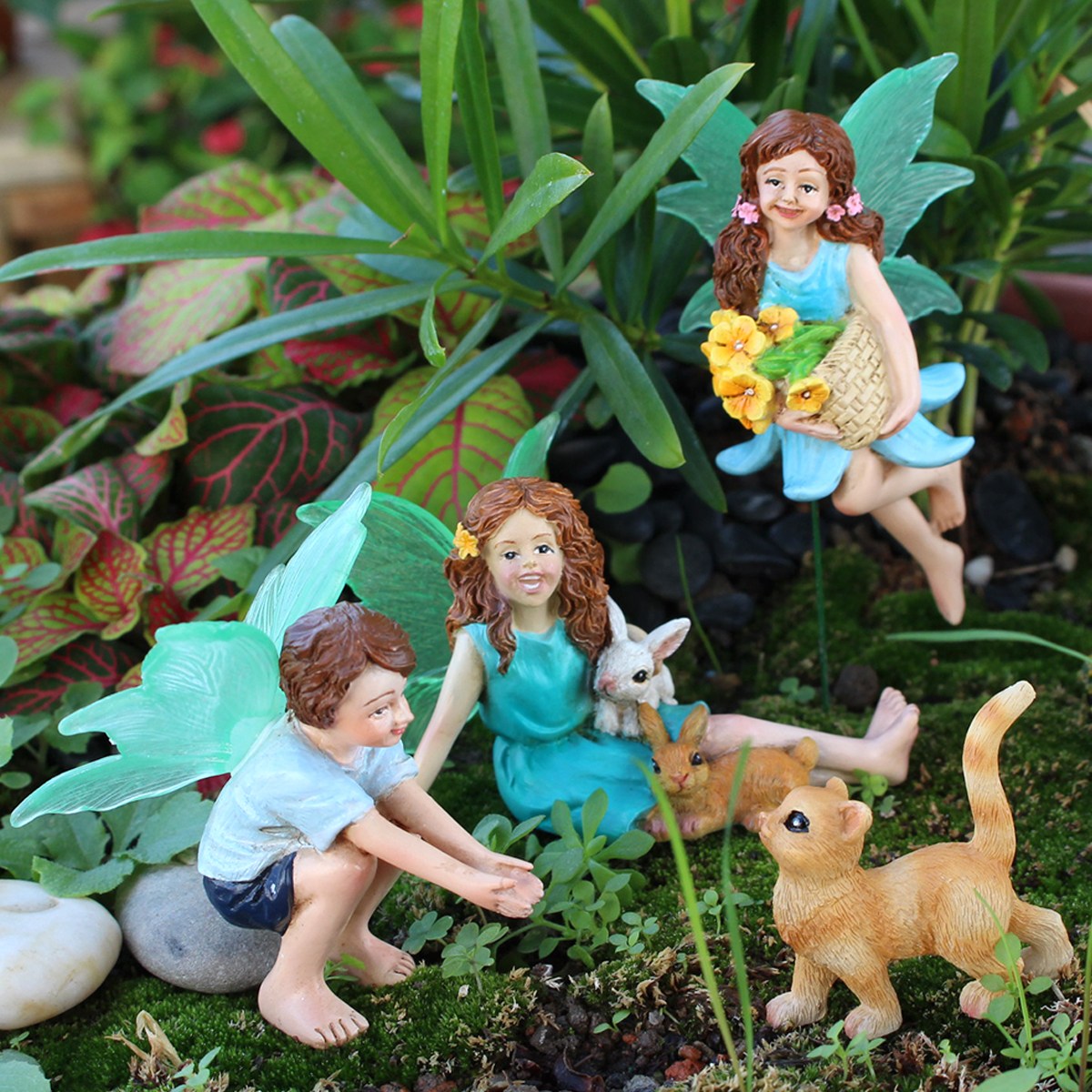 Art Craft Resin - 4pc Flower Fairy and Animal Party,