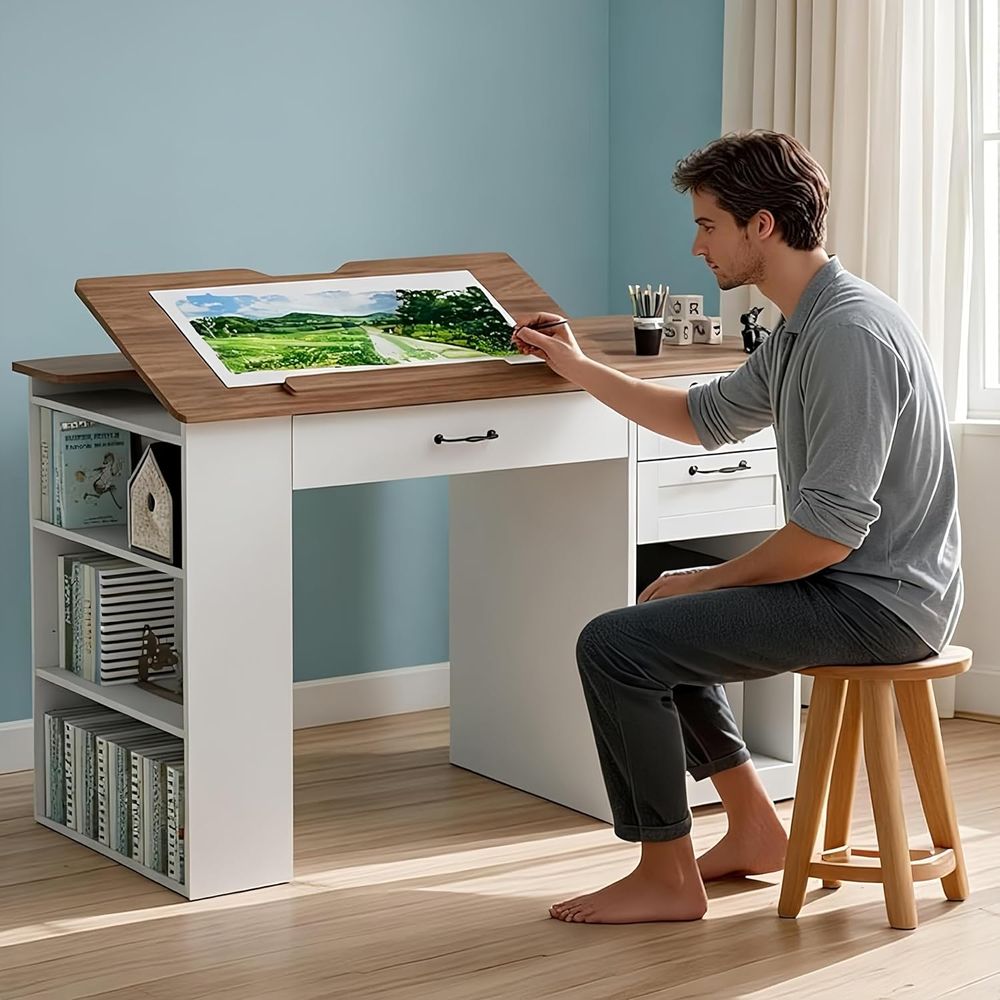 Art & Craft Hari Raya - Adjustable Desk with Storage and Open