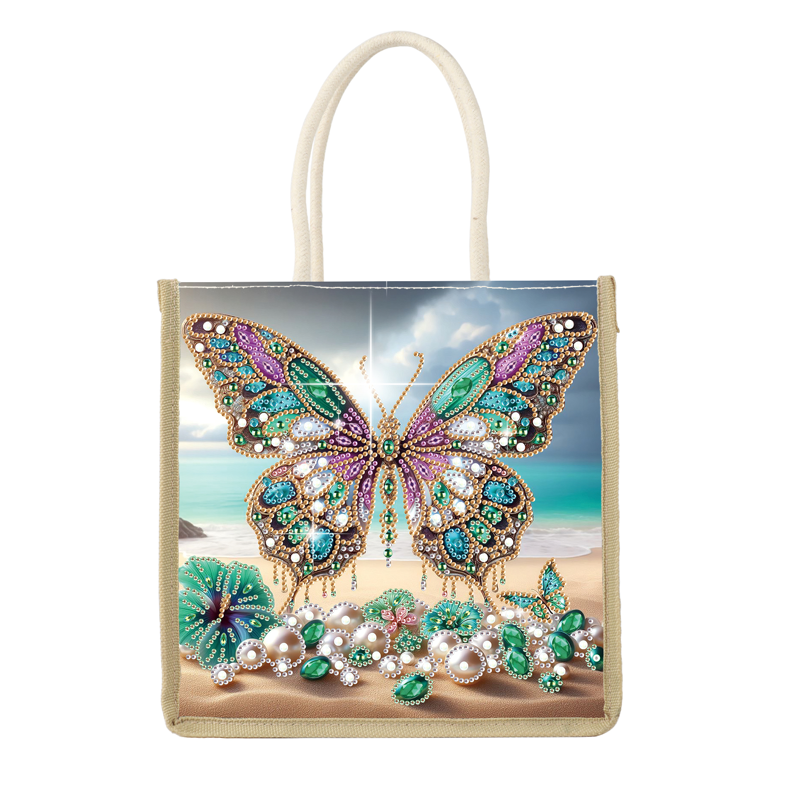 Art Craft Bag - Diamond Art Painting Handbag Kits,beach butterfly