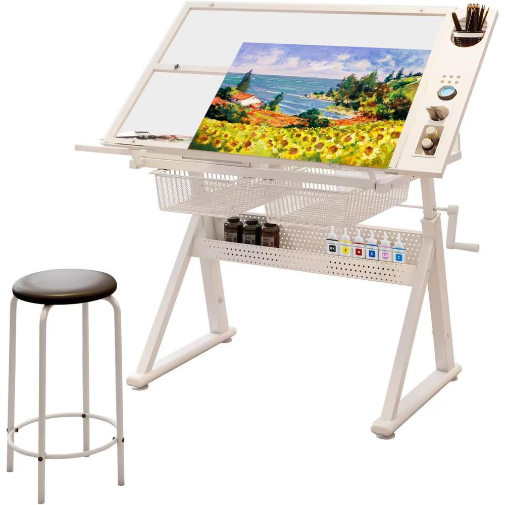 Art & Craft Hari Raya - Adjustable Art Desk with Tempered Glass