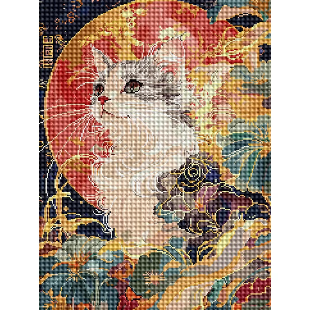 Art And Craft Letter X - Moonlit Cat's Whisper Design Oil Painting