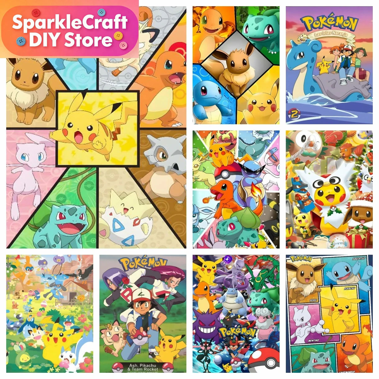 Art Craft Resin - 1pc frameless Cartoon Pokemon Anime Diamond
