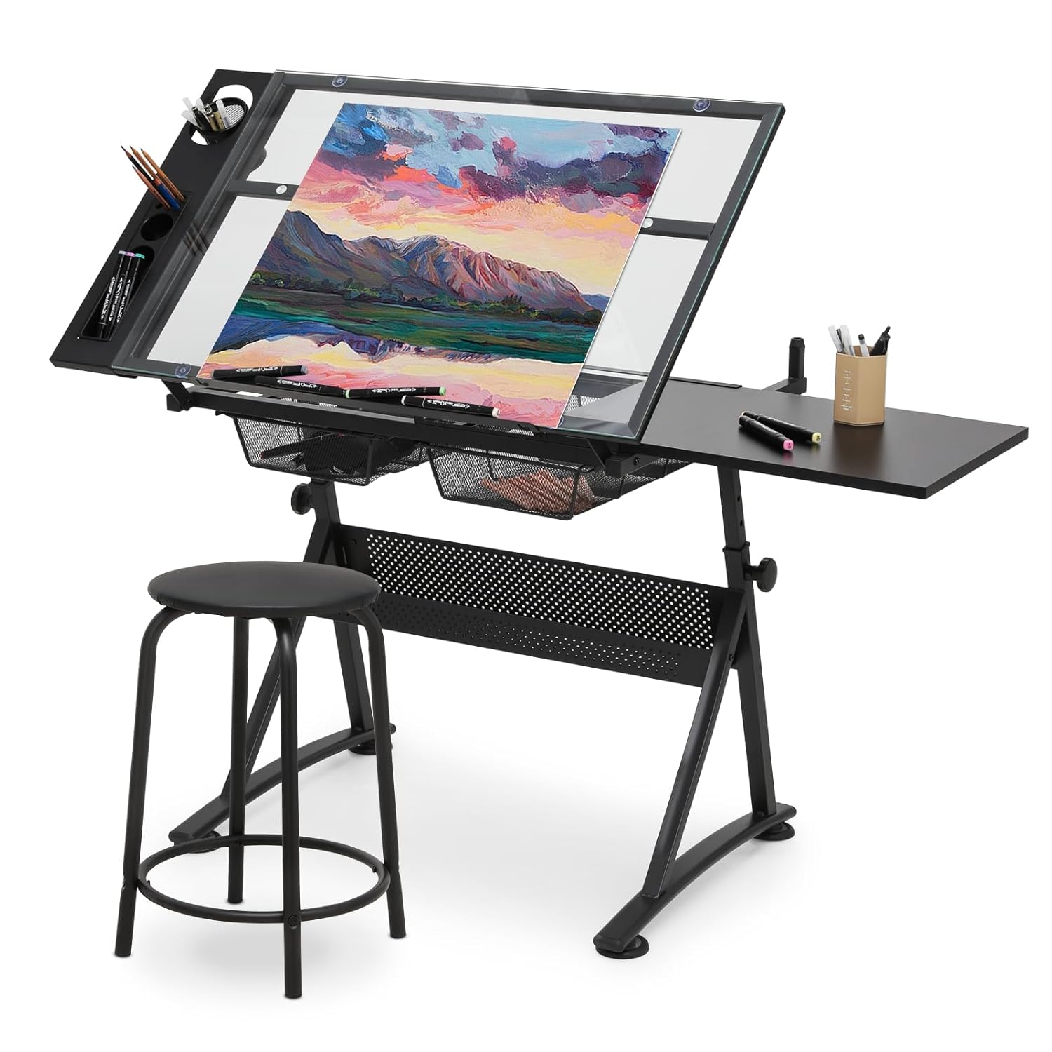Art & Craft Hari Raya - Drafting Table with Height Adjustable Glass