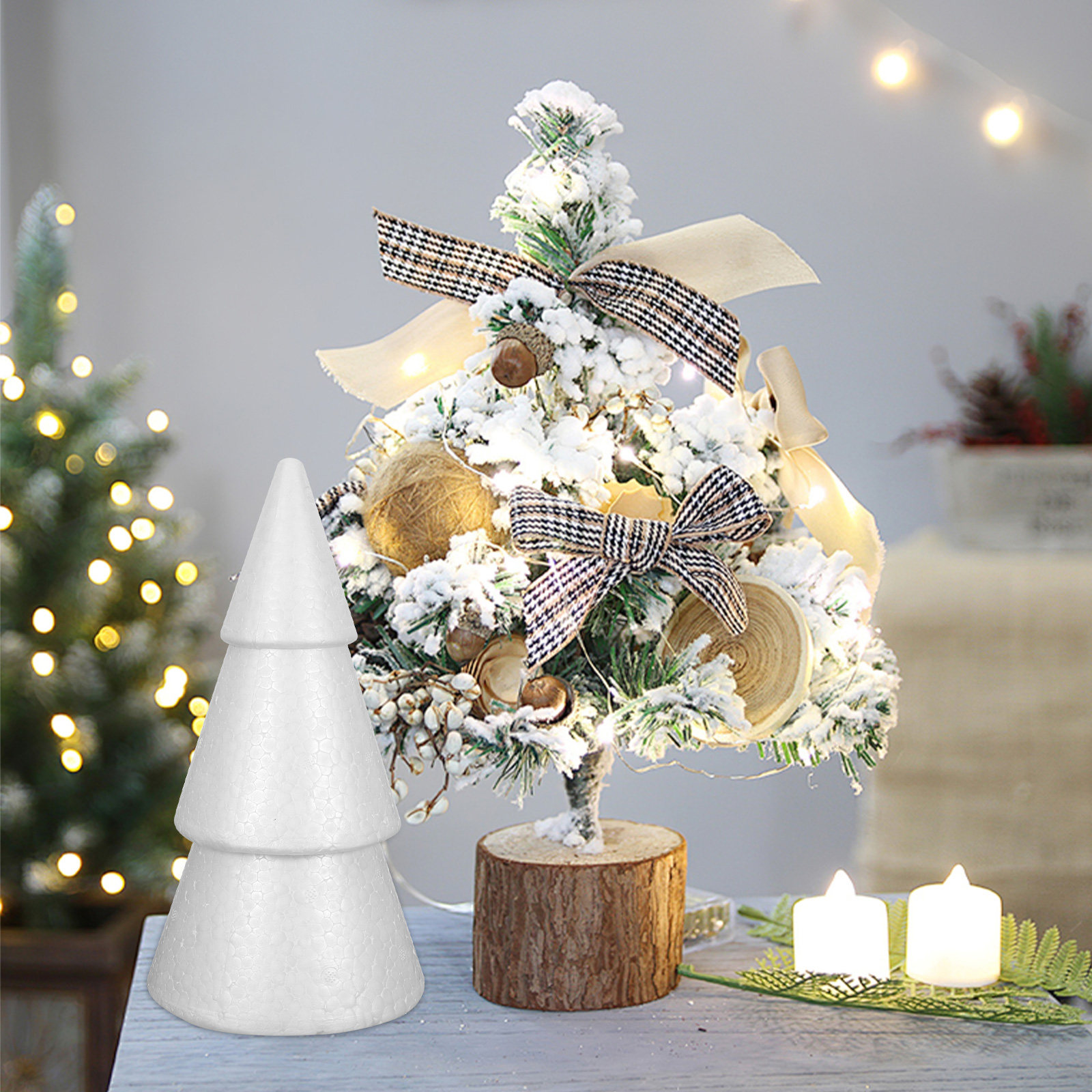 Art And Craft For Xmas - 6Pcs White Polystyrene Christmas Tree Foam