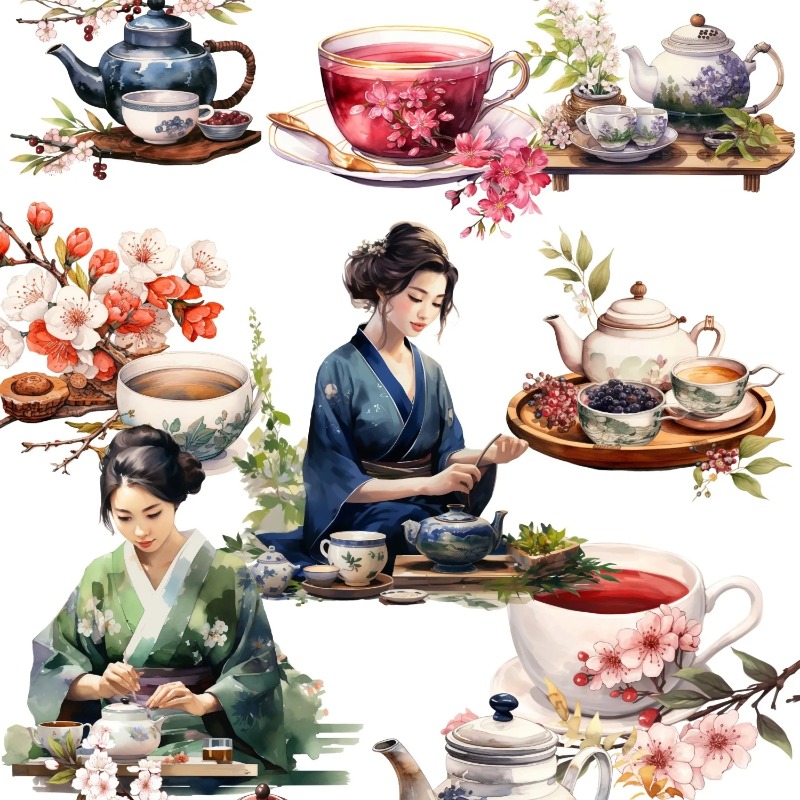 Art Craft For 3 Year Old - Cute Watercolor Tea Ceremony, Tea Art