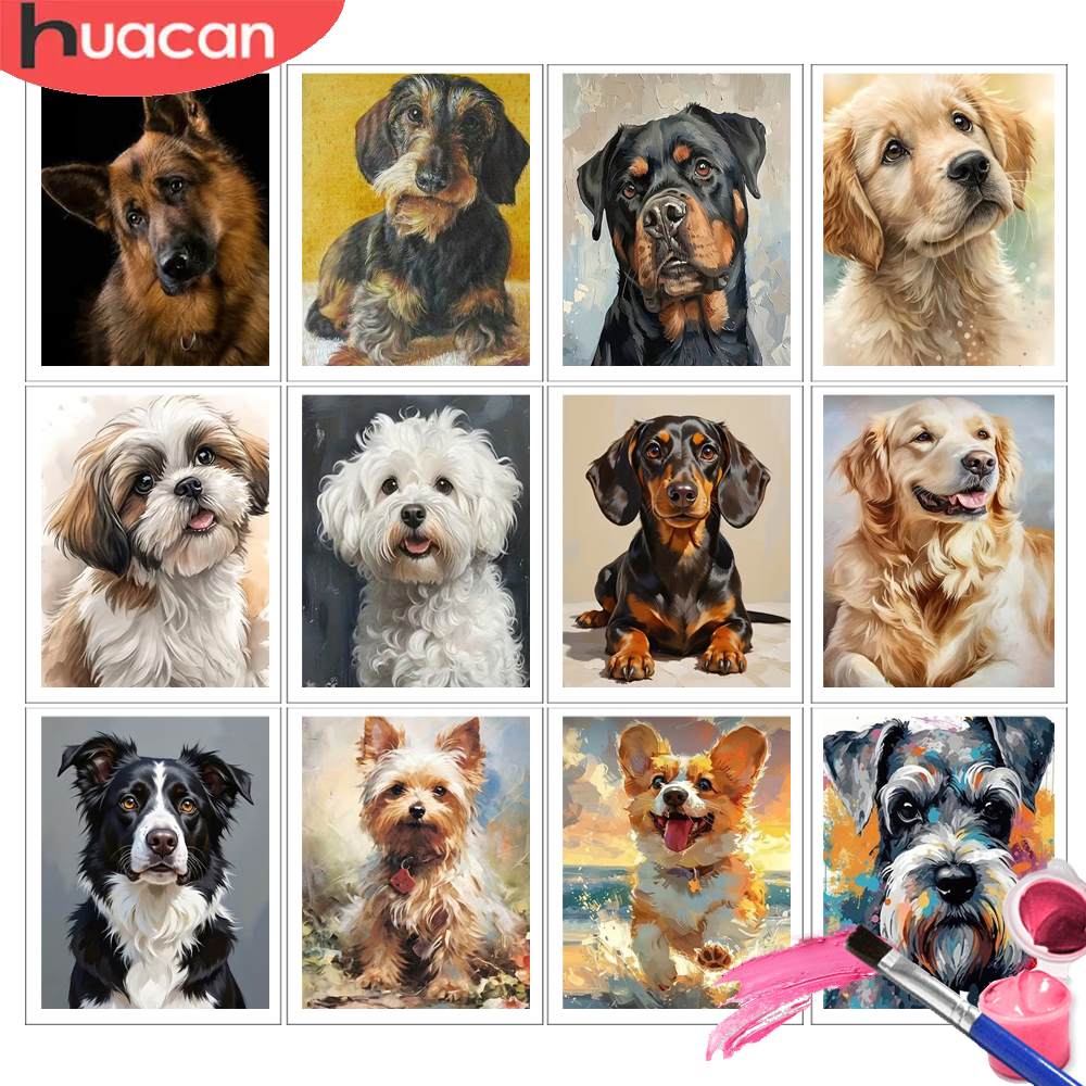 Art Craft Picture - HUACAN Painting By Number Kits Dog