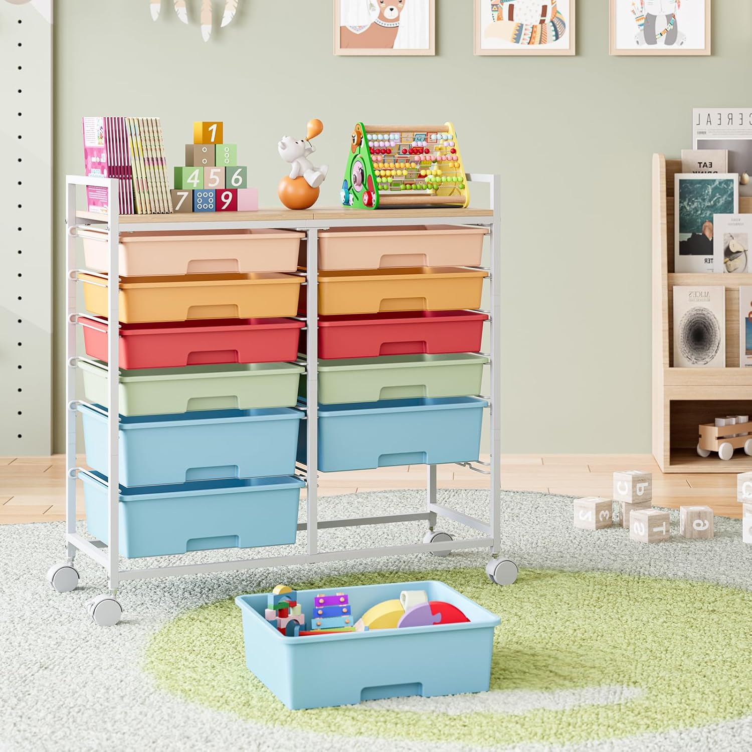Rolling Storage Cart with 12 D - Art Craft Rainbow avis et prix