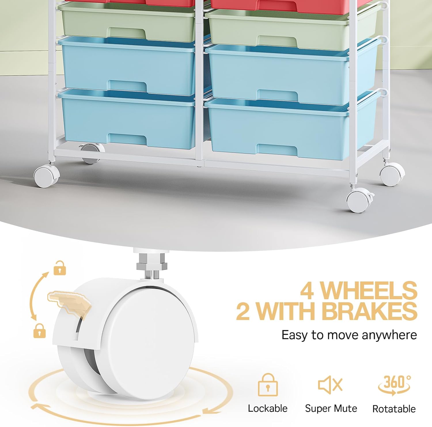 Rolling Storage Cart with 12 D - Art Craft Rainbow avis et prix