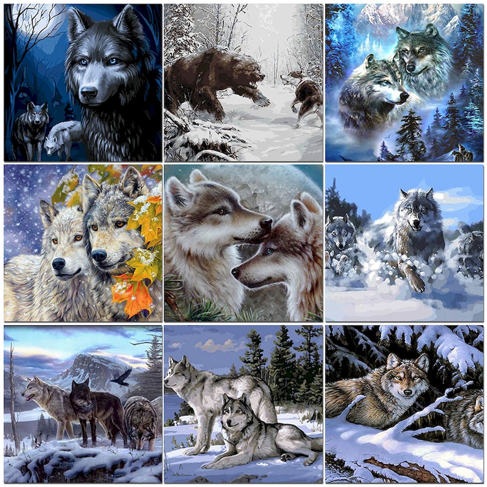 Painting By Numbers Wolf Oil P - Art Craft Picture avis et prix