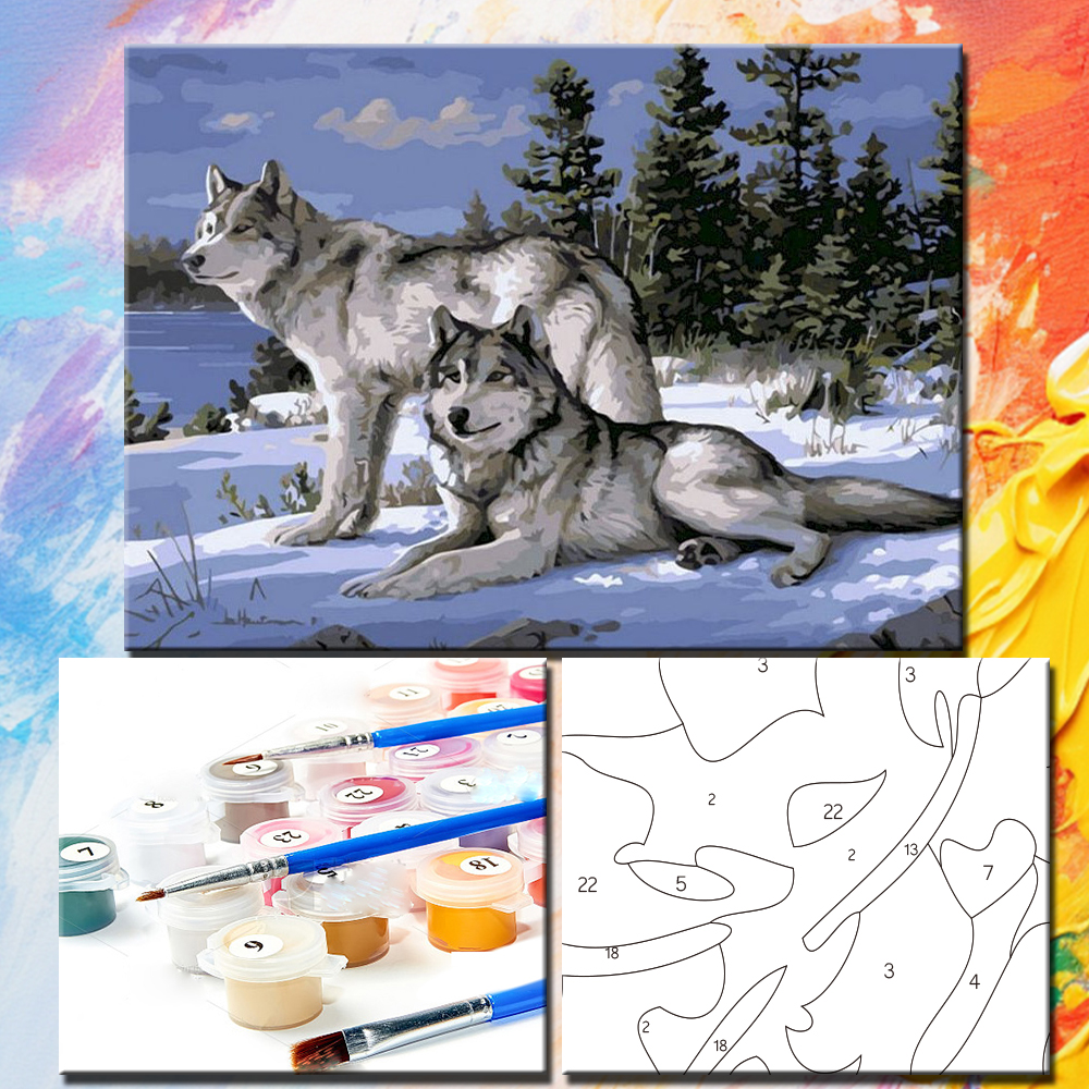 Painting By Numbers Wolf Oil P - Art Craft Picture avis et prix