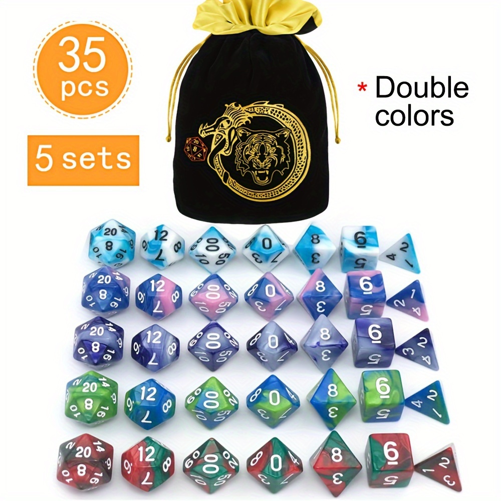 DND 5 Sets 35 pcs Polyhedral D - Art Craft Bag avis et prix